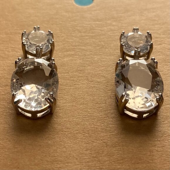 NEW Classic Clear Gems Earrings Faux Crystal Wedding Formal Cocktail Jewelry - Picture 8 of 13